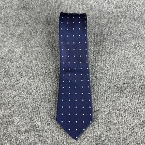 1901 Neck Tie Silk Navy Blue Polka Dots Made In‎ Italy (60 In x 2.5 In) Slim